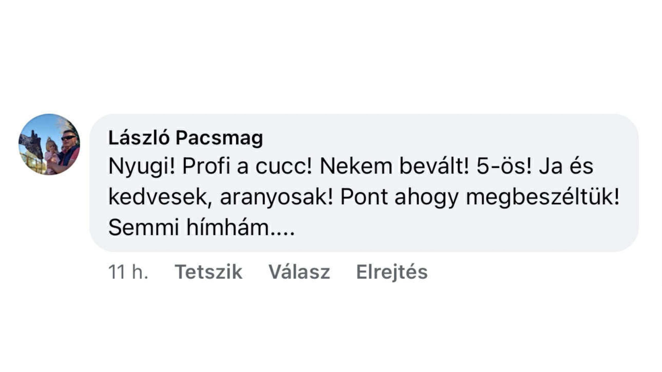 Pacsmag László pozitív ügyfélvéleménye a Fűtőfólia Magyarországról